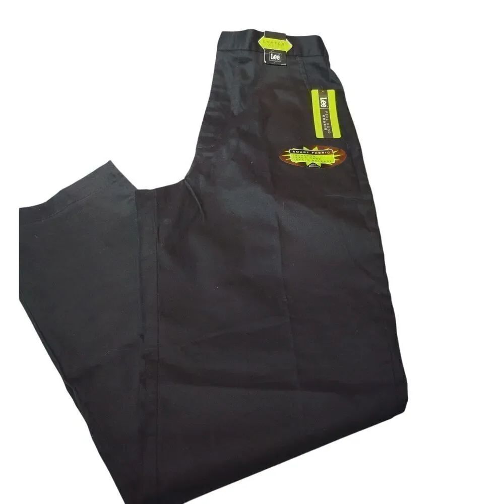 Lee Women's Smart Stretch Black Khaki Pants - Size 6 Regular NEW w/Tags